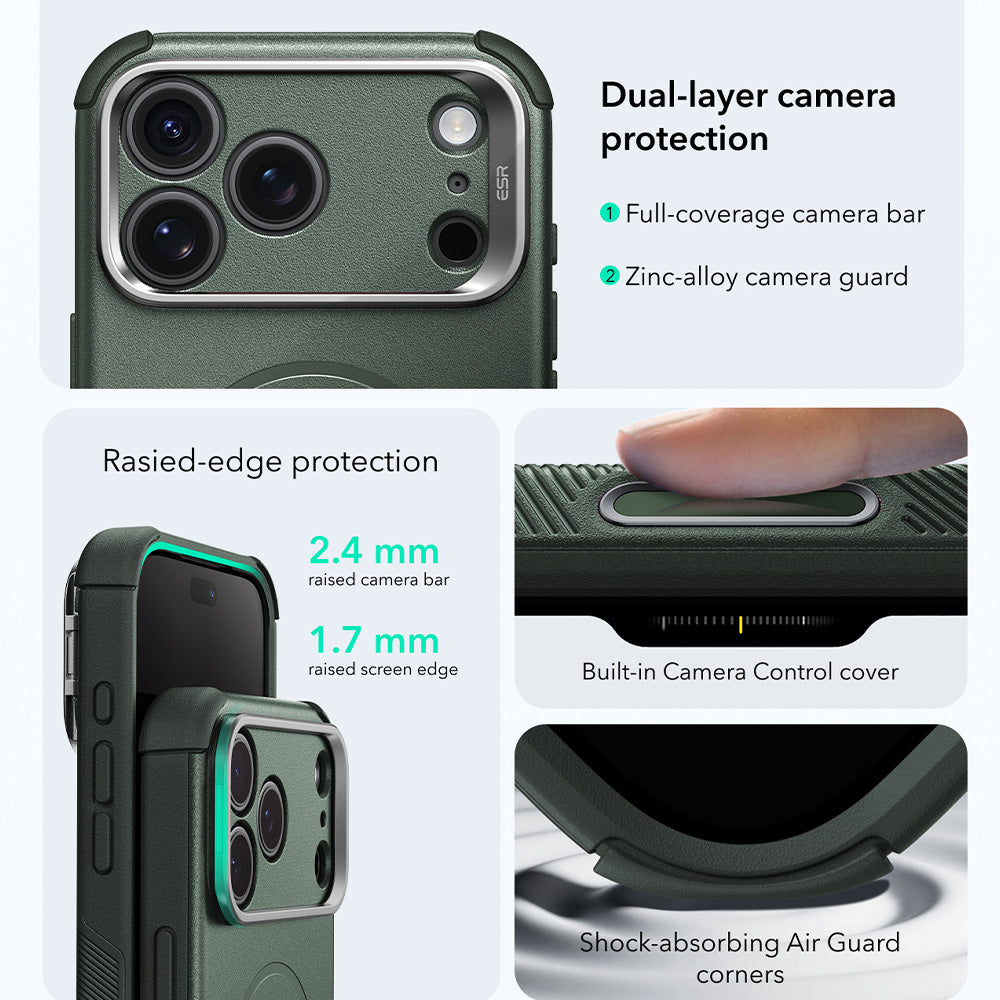 Husa de protectie ESR Cyber Armor compatibil cu iPhone 17 Pro / iPhone 18 Pro, Verde