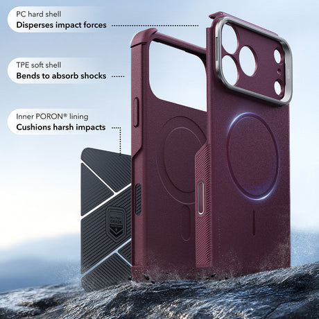 Husa de protectie ESR Cyber Armor compatibil cu iPhone 17 Pro / iPhone 18 Pro, Bordo