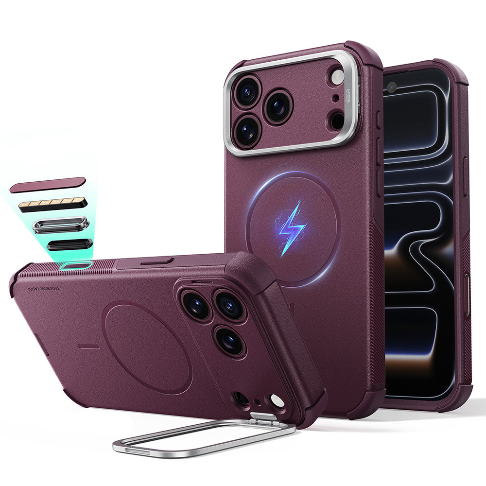 Husa de protectie ESR Cyber Armor compatibil cu iPhone 17 Pro Max / iPhone 18 Pro Max, Bordo