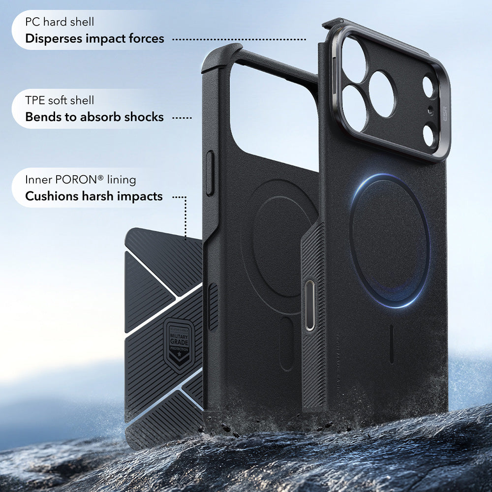 Husa de protectie ESR Cyber Armor compatibil cu iPhone 17 Pro / iPhone 18 Pro, Negru