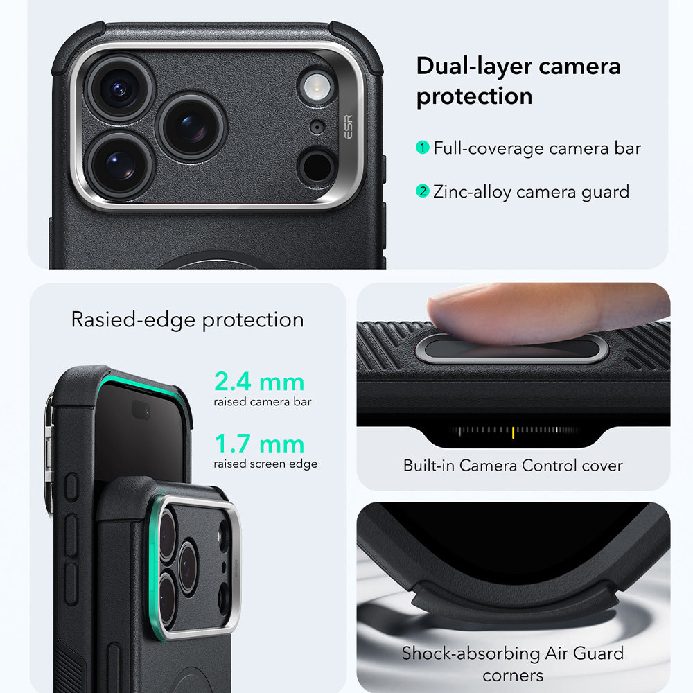 Husa de protectie ESR Cyber Armor compatibil cu iPhone 17 Pro / iPhone 18 Pro, Negru