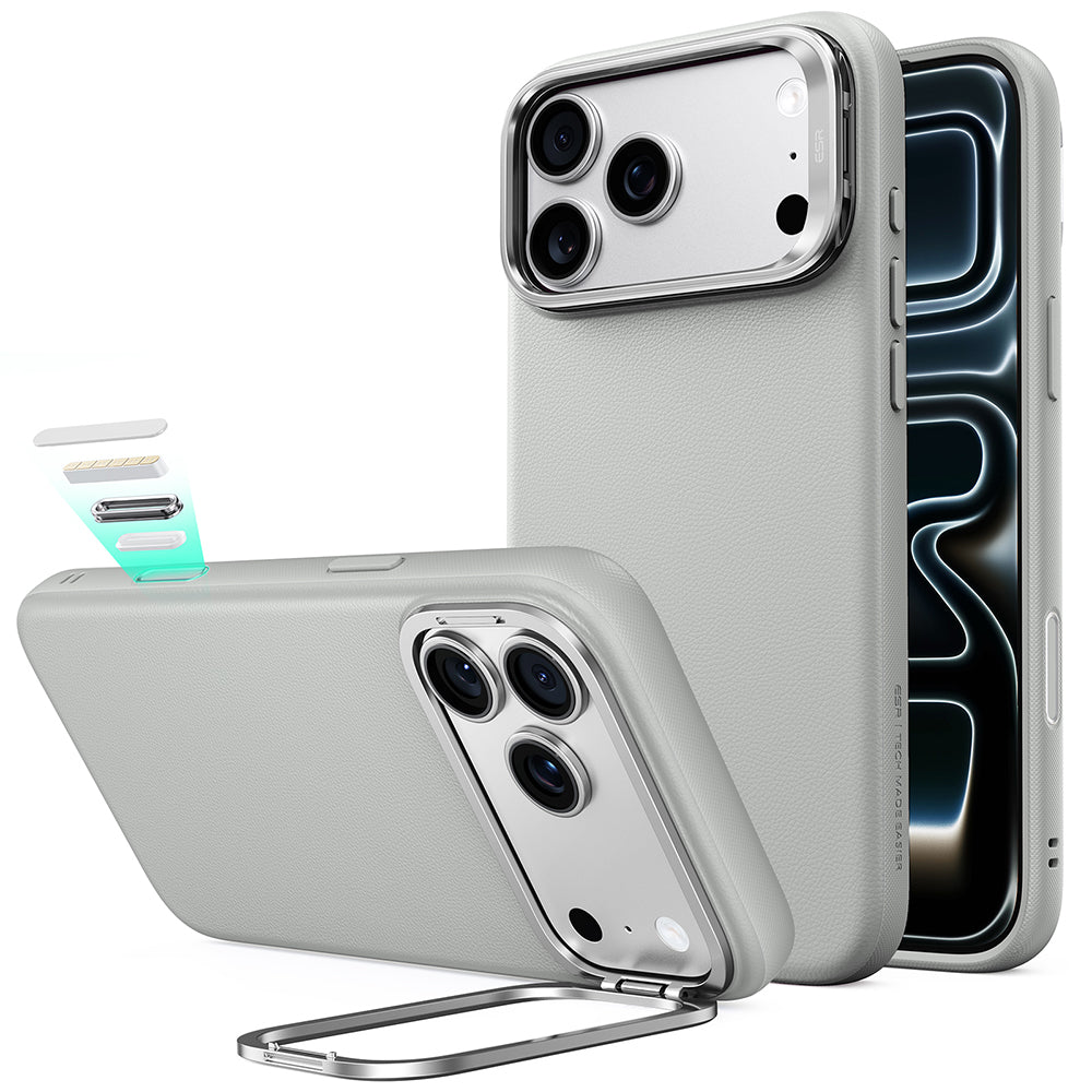 Husa de protectie ESR Atelier Magnetic Kickstand compatibil cu iPhone 17 Pro / iPhone 18 Pro, Gri