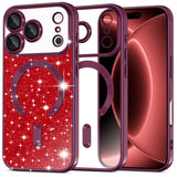 Husa de protectie Techsuit Luxury Glitter MagSafe compatibil cu iPhone 18 Pro Max / iPhone 17 Pro Max, Visiniu