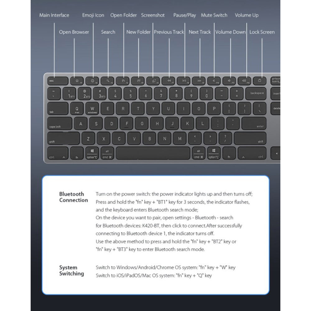 Tastatura Dux Ducis (LK Series), Wireless Bluetooth 5.0, Negru