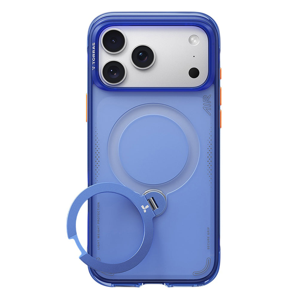 Husa de protectie Torras Ostand Q3 Air Series compatibil cu iPhone 18 Pro Max / iPhone 17 Pro Max, Albastru
