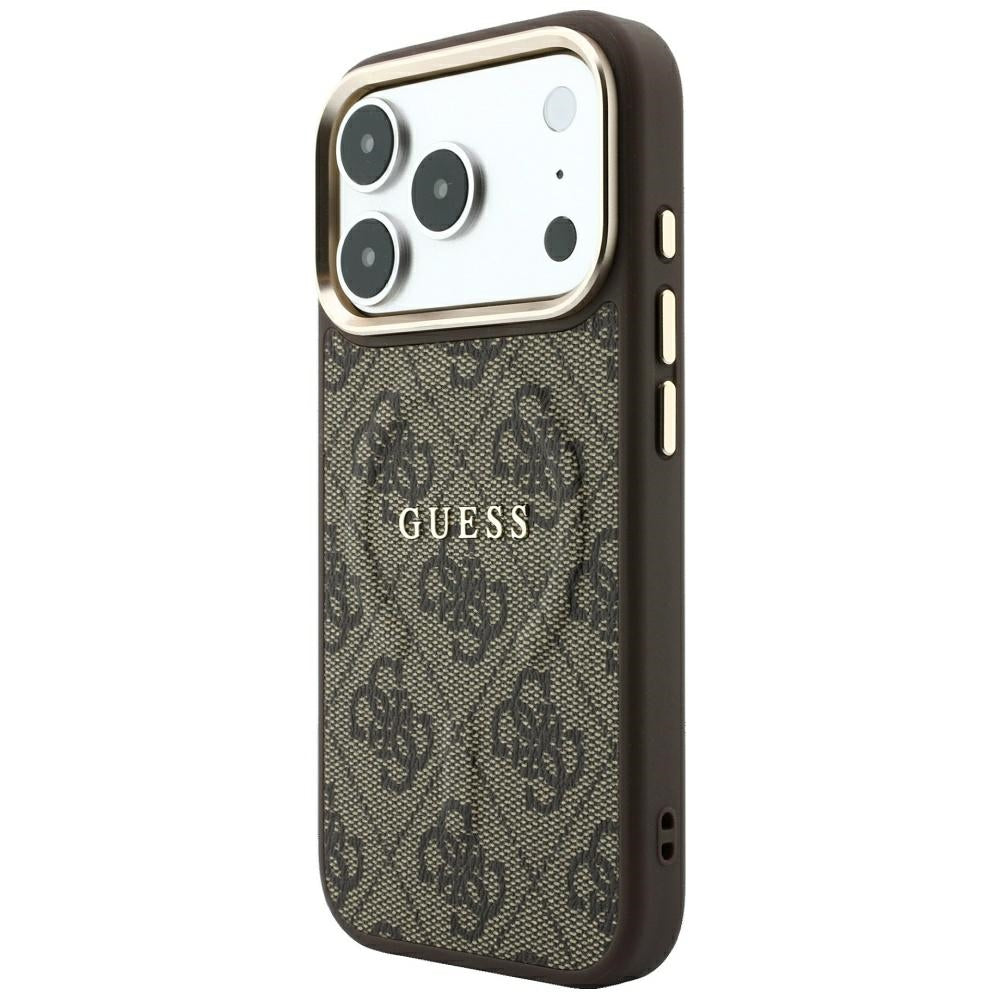 Husa de protectie Guess 4G Embossed Classic compatibil cu iPhone 18 Pro Max / iPhone 17 Pro Max, Maro