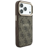 Husa de protectie Guess 4G Embossed Classic compatibil cu iPhone 18 Pro Max / iPhone 17 Pro Max, Maro