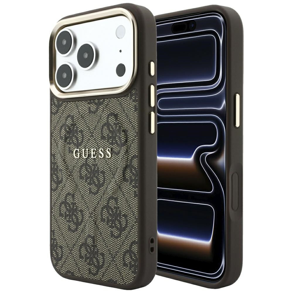 Husa de protectie Guess 4G Embossed Classic compatibil cu iPhone 18 Pro Max / iPhone 17 Pro Max, Maro