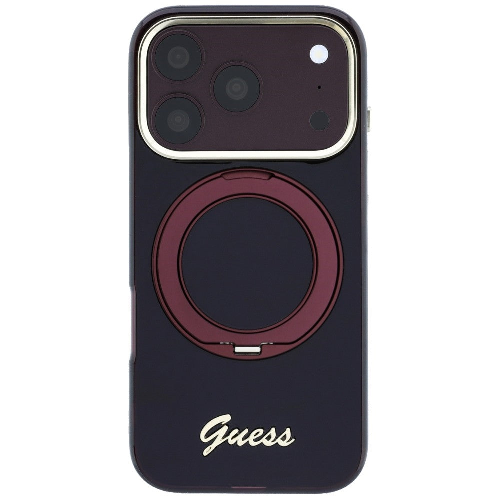 Husa de protectie Guess Ring Stand compatibil cu iPhone 18 Pro Max / iPhone 17 Pro Max, Bordo