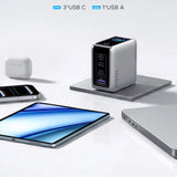 Incarcator Ugreen (95942B), 3x Type-C + USB, 100W GaN, Fast Charge, Argintiu