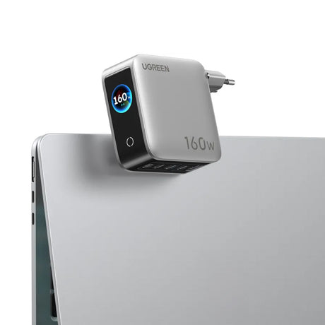 Incarcator Ugreen (65637B), 4x Type-C USB, 160W GaN, Priza Pliabila, Argintiu