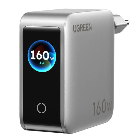 Incarcator Ugreen (65637B), 4x Type-C USB, 160W GaN, Priza Pliabila, Argintiu