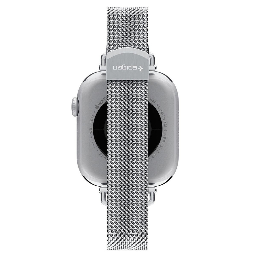 Curea smartwatch Spigen WBM4 compatibil cu Apple Watch 12 / 11 / 10 / 9 / 8 / 7 / SE, Argintiu