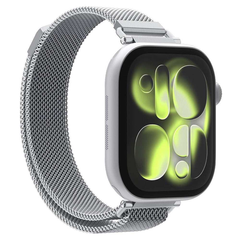 Curea smartwatch Spigen WBM4 compatibil cu Apple Watch 12 / 11 / 10 / 9 / 8 / 7 / SE, Argintiu