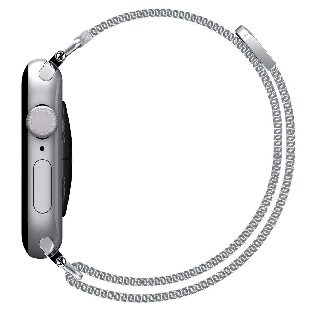 Curea smartwatch Spigen WBM4 compatibil cu Apple Watch 12 / 11 / 10 / 9 / 8 / 7 / SE, Argintiu