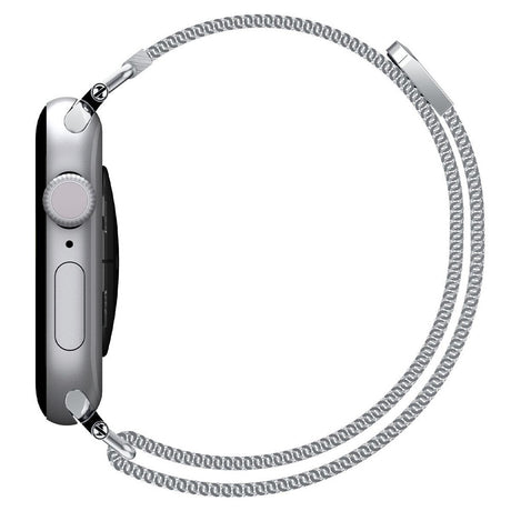Curea smartwatch Spigen WBM4 compatibil cu Apple Watch 12 / 11 / 10 / 9 / 8 / 7 / SE, Argintiu