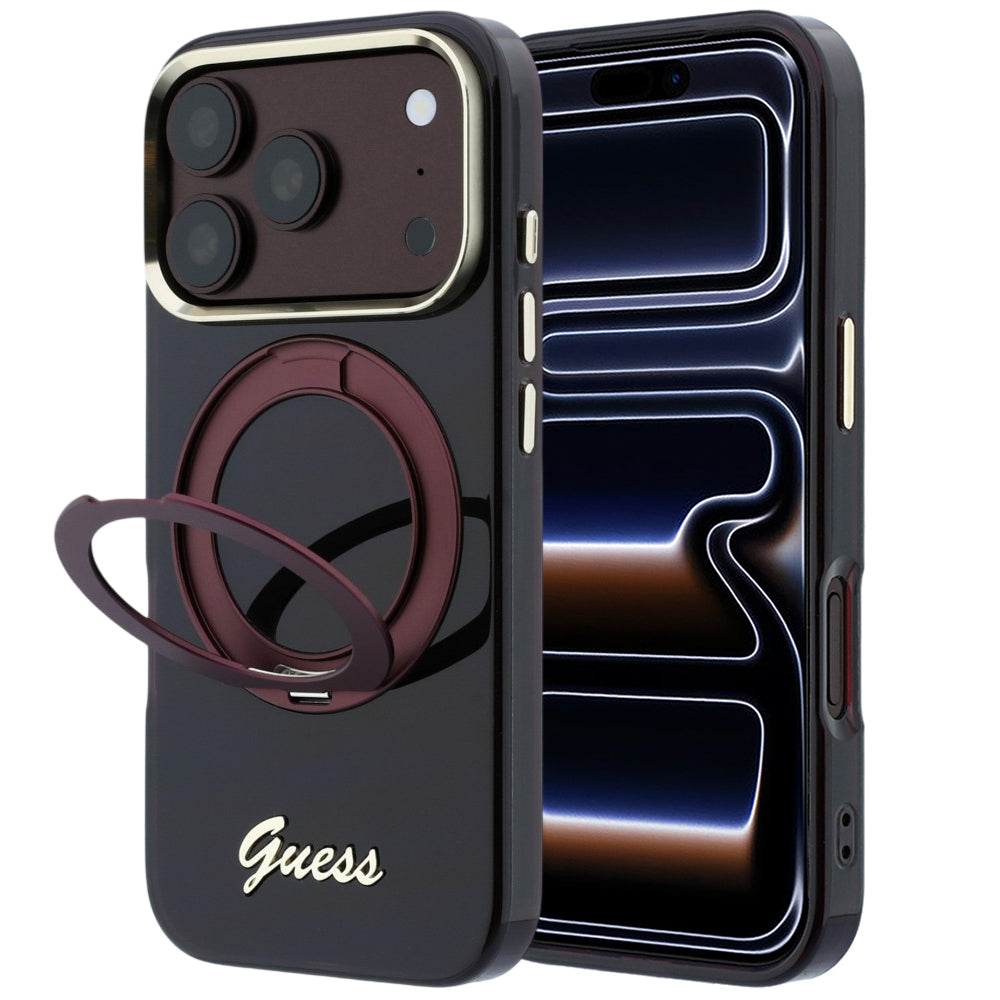 Husa de protectie Guess Ring Stand compatibil cu iPhone 18 Pro / iPhone 17 Pro, Bordo