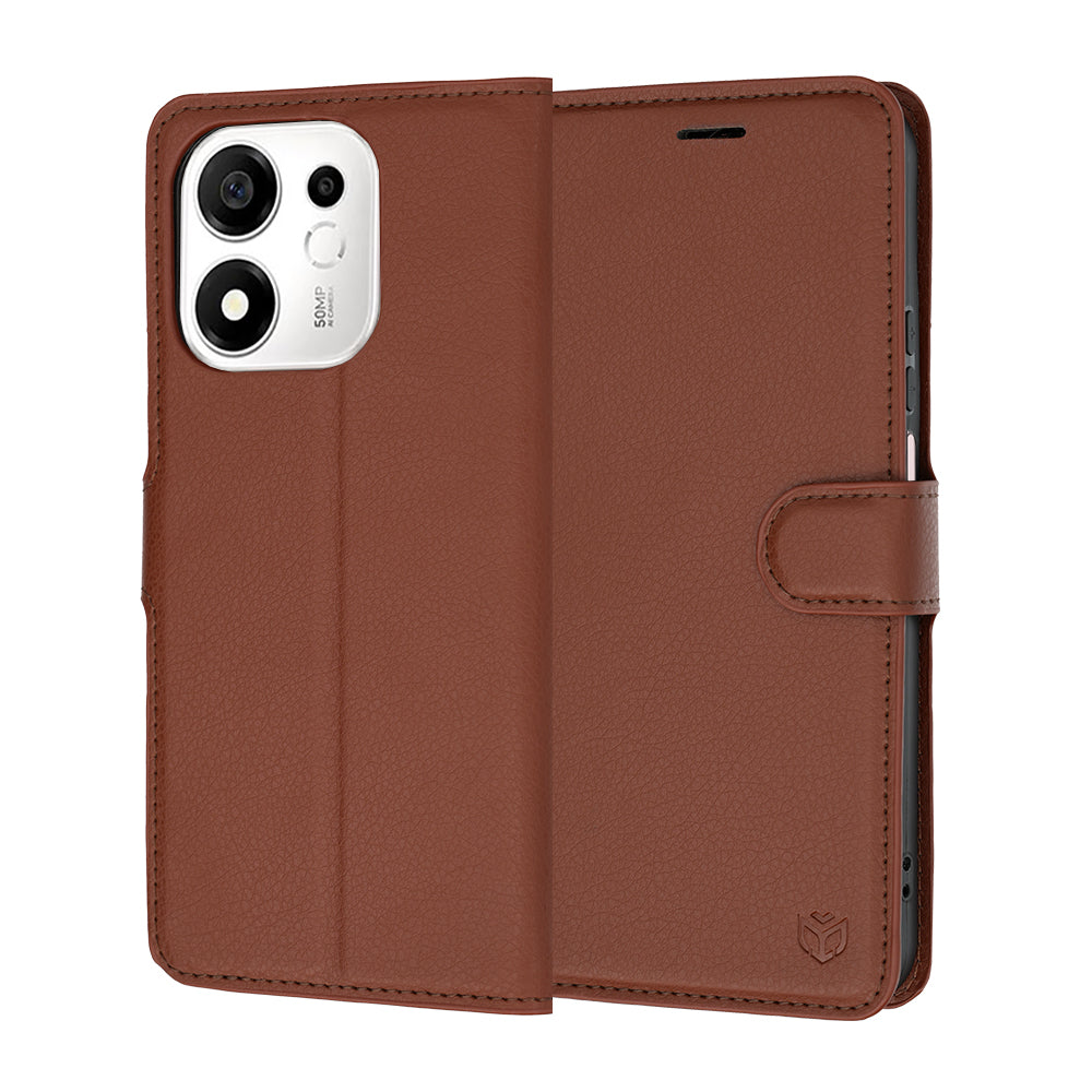 Husa de protectie Techsuit Leather Folio compatibil cu Honor 600 Smart, Maro
