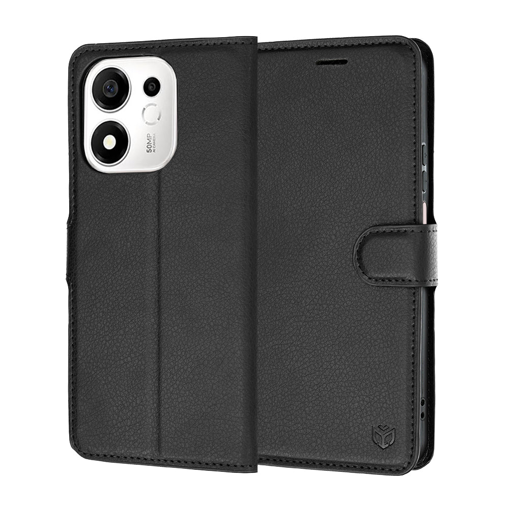 Husa de protectie Techsuit Leather Folio compatibil cu Honor 600 Smart, Negru