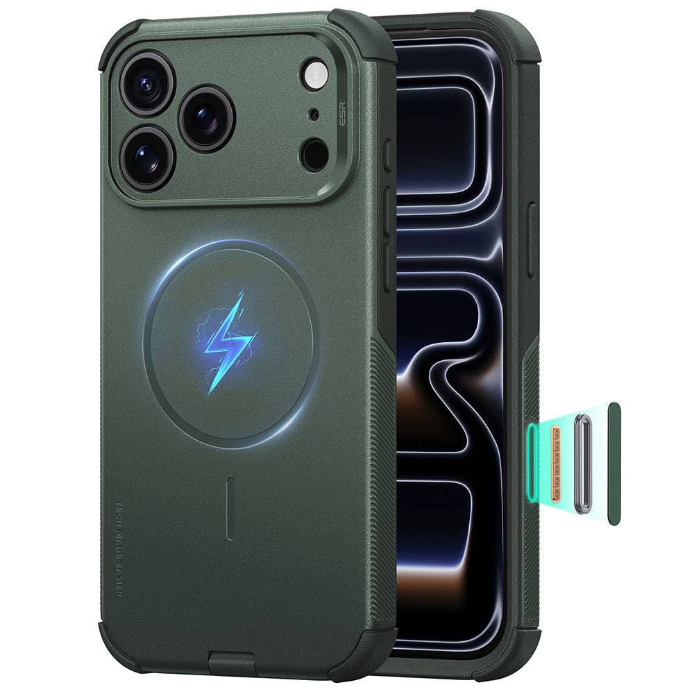 Husa de protectie ESR Cyber Halolock compatibil cu iPhone 18 Pro Max / iPhone 17 Pro Max, Verde