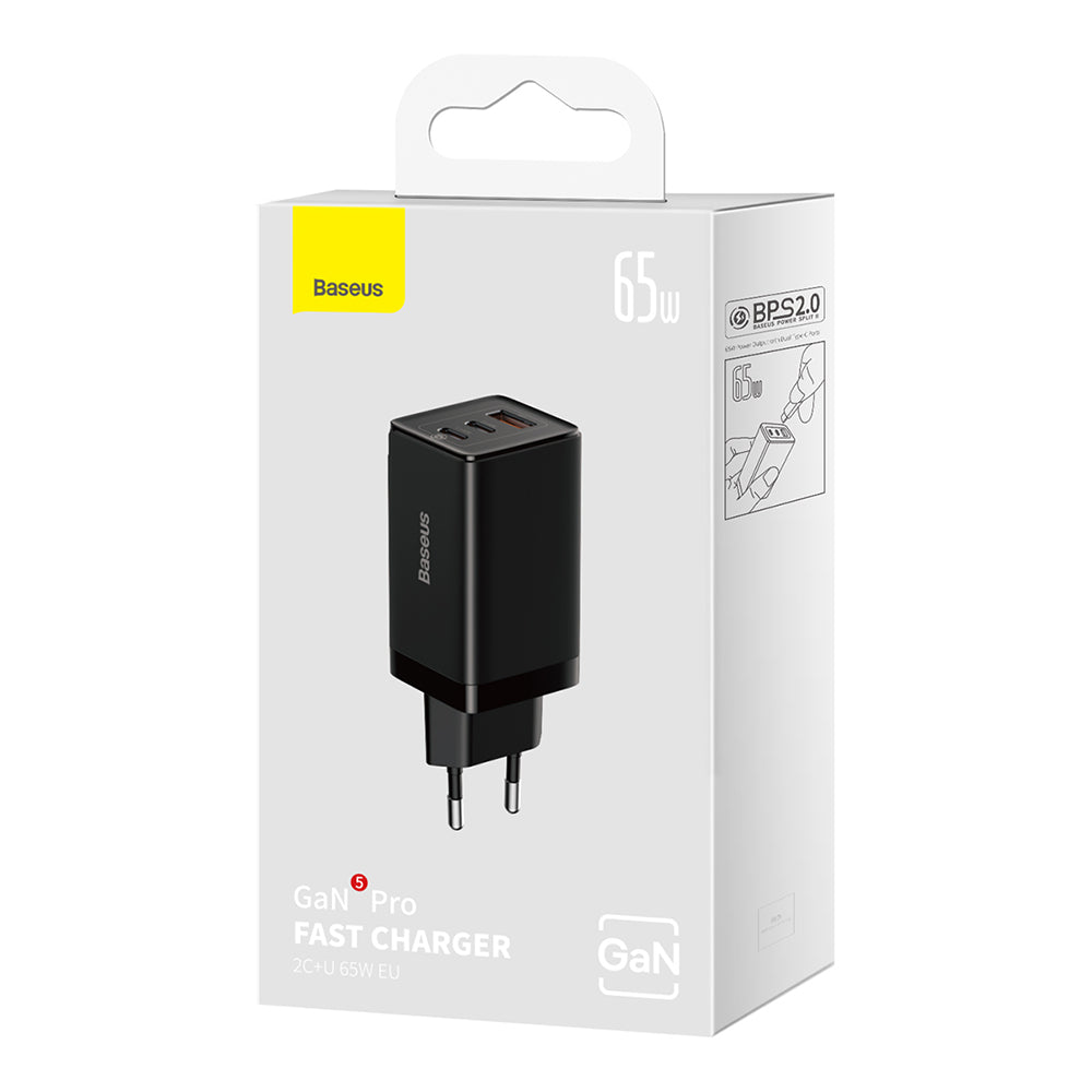 Incarcator Baseus (CCGP120201), 2xType-C + USB, 65W, Negru