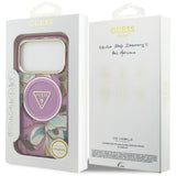 Husa de protectie Guess IML Glitter Flowers Triangle compatibil cu iPhone 18 Pro / iPhone 17 Pro, Mov