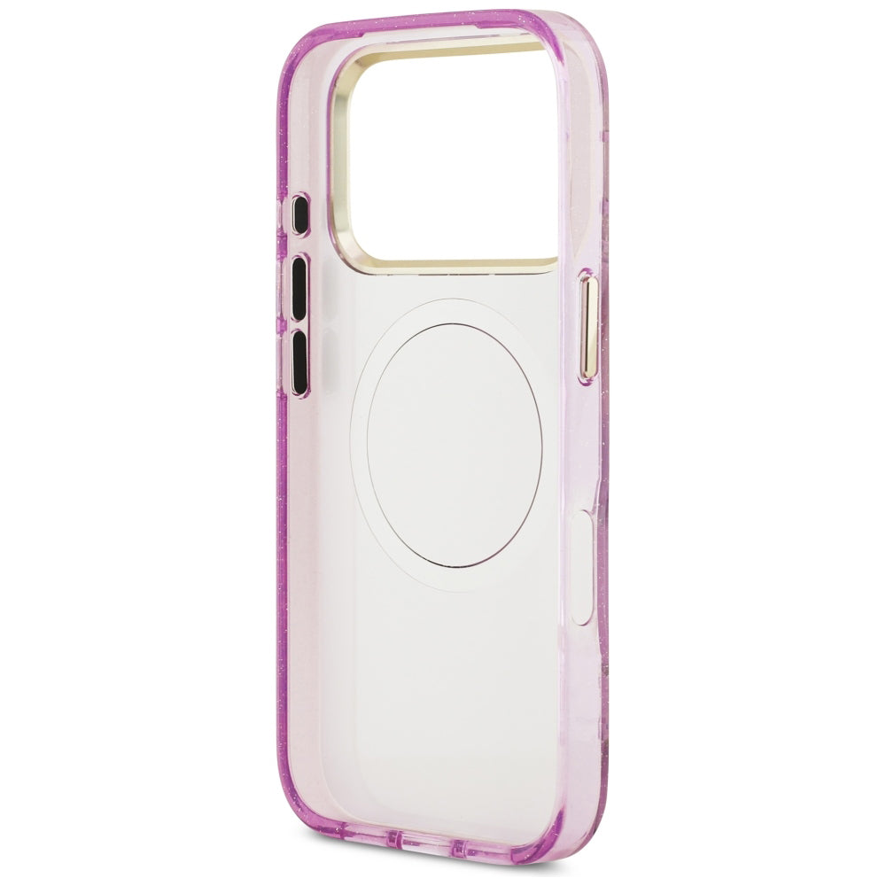 Husa de protectie Guess IML Glitter Flowers Triangle compatibil cu iPhone 18 Pro / iPhone 17 Pro, Mov