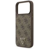 Husa de protectie Guess Leather 4G Triangle Strass compatibil cu iPhone 18 Pro Max / iPhone 17 Pro Max, Maro