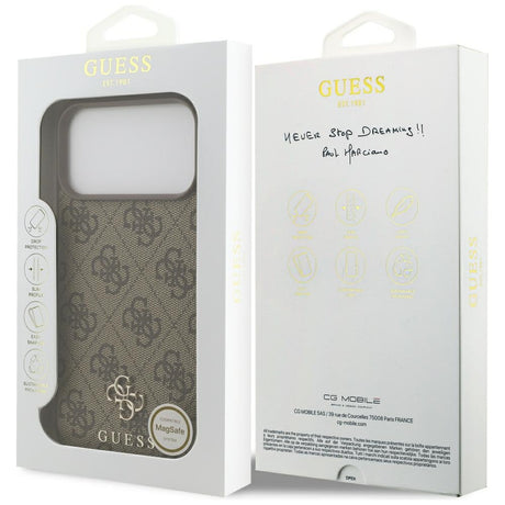 Husa de protectie Guess Hardcase 4G compatibil cu iPhone 18 Pro Max / iPhone 17 Pro Max, Maro