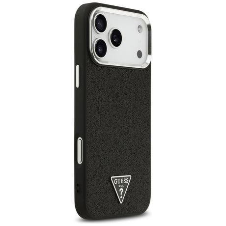 Husa de protectie Guess Glitter Triangle Logo compatibil cu iPhone 18 Pro Max / iPhone 17 Pro Max, Negru