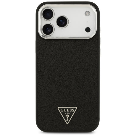 Husa de protectie Guess Glitter Triangle Logo compatibil cu iPhone 18 Pro Max / iPhone 17 Pro Max, Negru