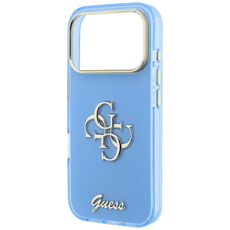 Husa de protectie Guess IML 4G Metal Script compatibil cu iPhone 18 Pro / iPhone 17 Pro, Albastru