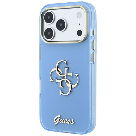 Husa de protectie Guess IML 4G Metal Script compatibil cu iPhone 18 Pro / iPhone 17 Pro, Albastru