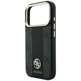 Husa de protectie Guess Leather 4G Stripe compatibil cu iPhone 17 Pro Max / iPhone 18 Pro Max, Negru