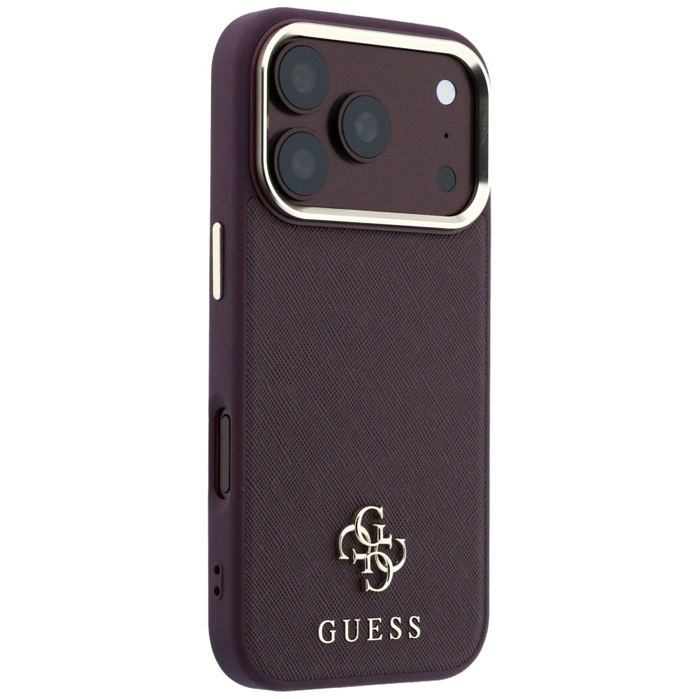 Husa de protectie Guess Saffiano Small 4G Classic MagSafe compatibil cu iPhone 17 Pro / iPhone 18 Pro, Bordo