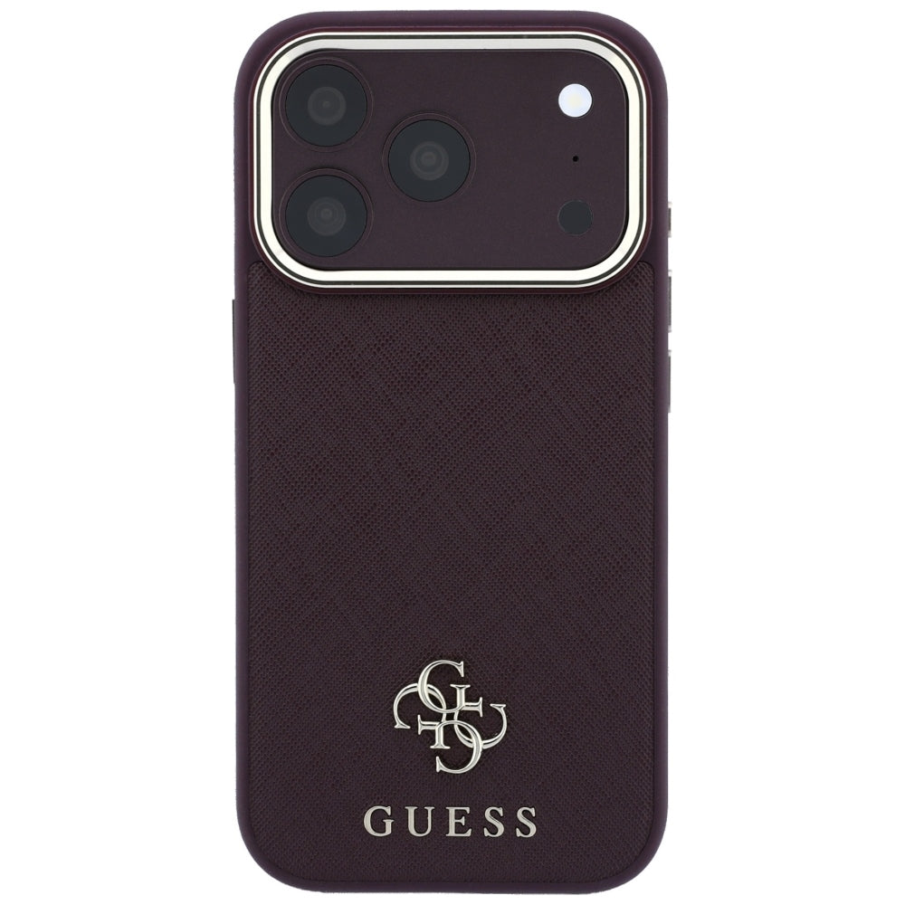 Husa de protectie Guess Saffiano Small 4G Classic MagSafe compatibil cu iPhone 17 Pro / iPhone 18 Pro, Bordo