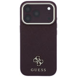 Husa de protectie Guess Saffiano Small 4G Classic MagSafe compatibil cu iPhone 17 Pro / iPhone 18 Pro, Bordo
