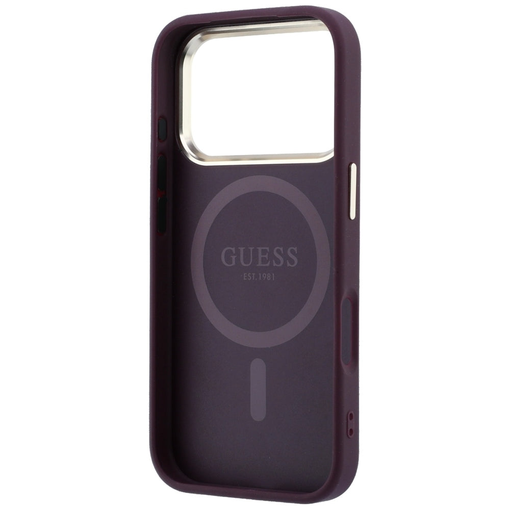 Husa de protectie Guess Saffiano Small 4G Classic MagSafe compatibil cu iPhone 17 Pro / iPhone 18 Pro, Bordo