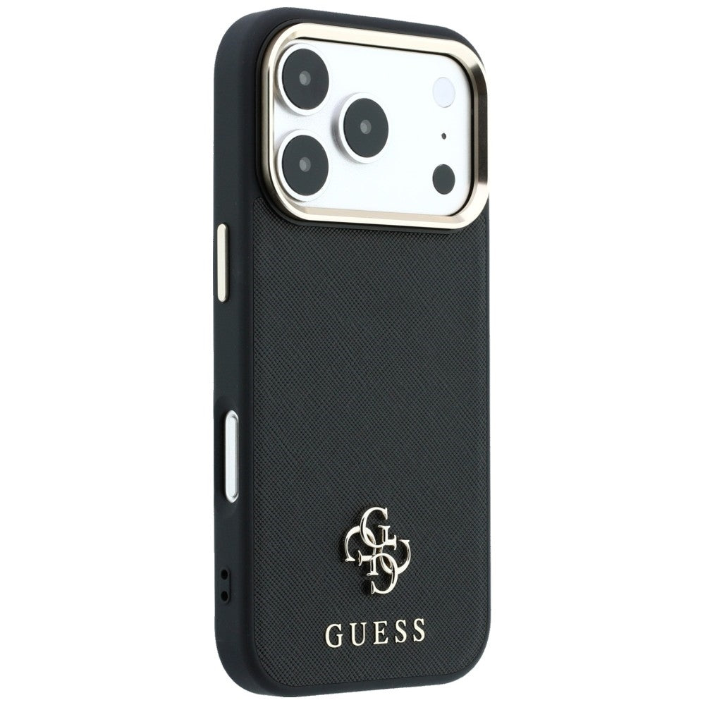 Husa de protectie Guess Saffiano Small 4G compatibil cu iPhone 17 Pro Max / iPhone 18 Pro Max, Negru