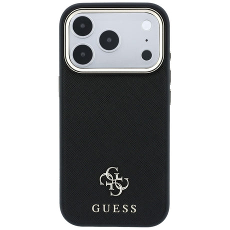 Husa de protectie Guess Saffiano Small 4G compatibil cu iPhone 17 Pro Max / iPhone 18 Pro Max, Negru