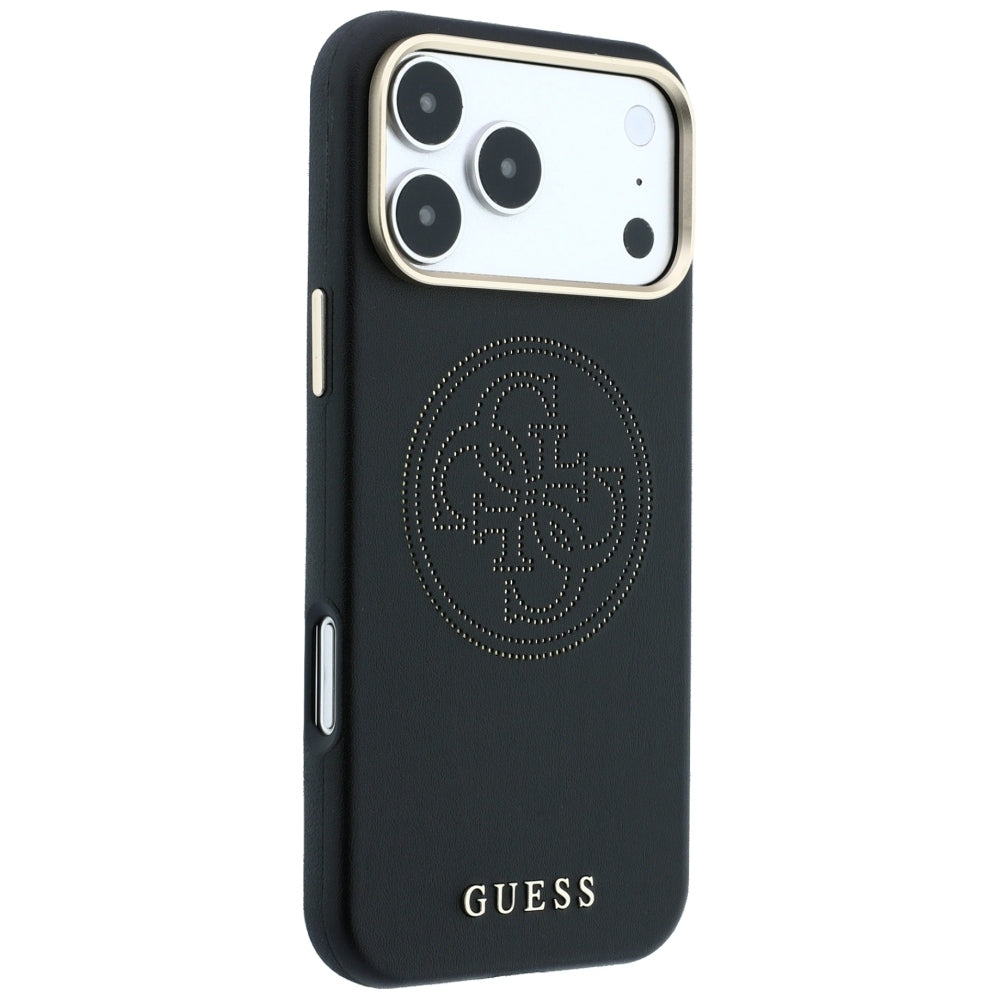 Husa de protectie Guess Leather Perforated 4G MagSafe compatibil cu iPhone 17 Pro / iPhone 18 Pro, Negru