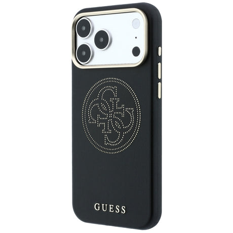 Husa de protectie Guess Leather Perforated 4G MagSafe compatibil cu iPhone 17 Pro / iPhone 18 Pro, Negru