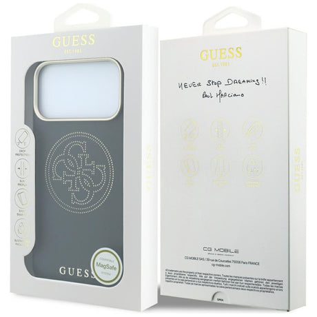 Husa de protectie Guess Leather Perforated 4G MagSafe compatibil cu iPhone 17 Pro Max / iPhone 18 Pro Max, Negru