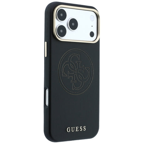 Husa de protectie Guess Leather Perforated 4G MagSafe compatibil cu iPhone 17 Pro Max / iPhone 18 Pro Max, Negru