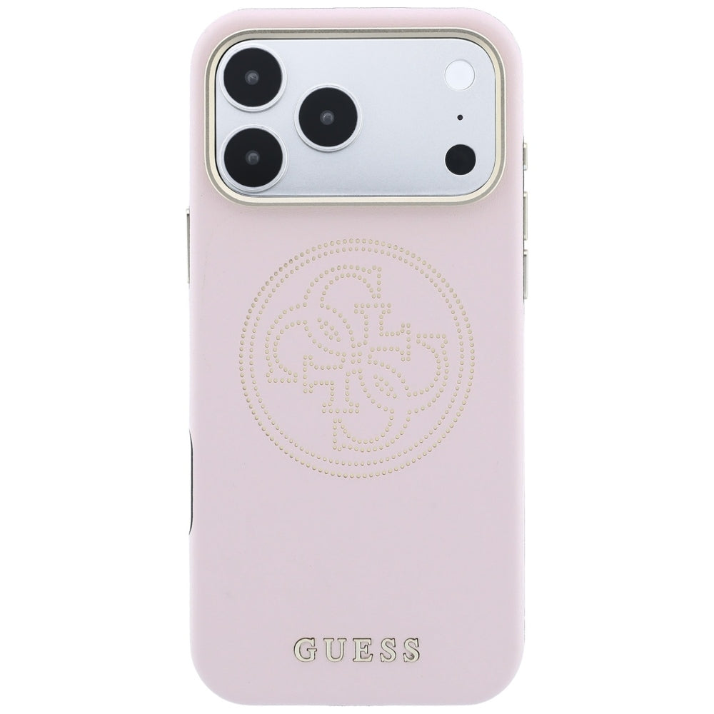 Husa de protectie Guess Leather Perforated 4G MagSafe compatibil cu iPhone 18 Pro / iPhone 17 Pro, Roz