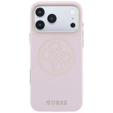 Husa de protectie Guess Leather Perforated 4G MagSafe compatibil cu iPhone 18 Pro / iPhone 17 Pro, Roz