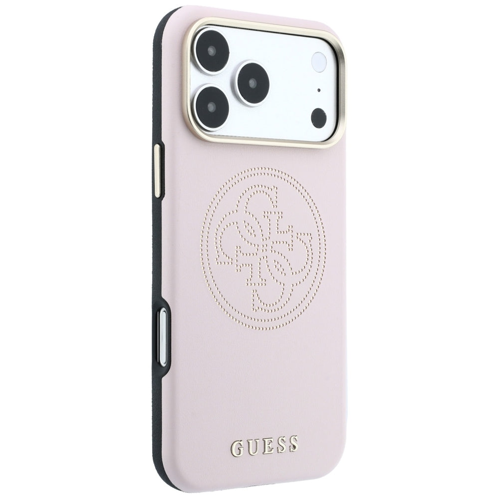 Husa de protectie Guess Leather Perforated 4G MagSafe compatibil cu iPhone 18 Pro / iPhone 17 Pro, Roz