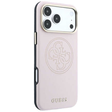 Husa de protectie Guess Leather Perforated 4G MagSafe compatibil cu iPhone 18 Pro / iPhone 17 Pro, Roz