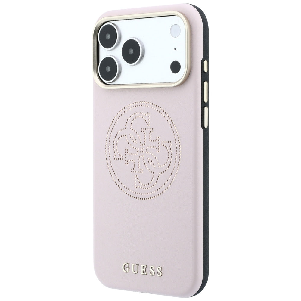 Husa de protectie Guess Leather Perforated 4G MagSafe compatibil cu iPhone 18 Pro / iPhone 17 Pro, Roz