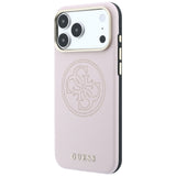 Husa de protectie Guess Leather Perforated 4G MagSafe compatibil cu iPhone 18 Pro / iPhone 17 Pro, Roz